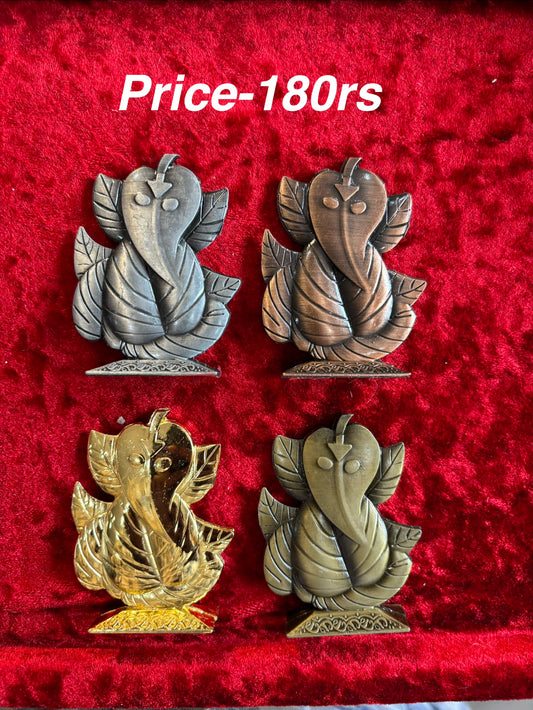 🌟 Double-Sided Small Metal Divine Ganpati Ji Idols – Perfect for Car Dashboard & Temple